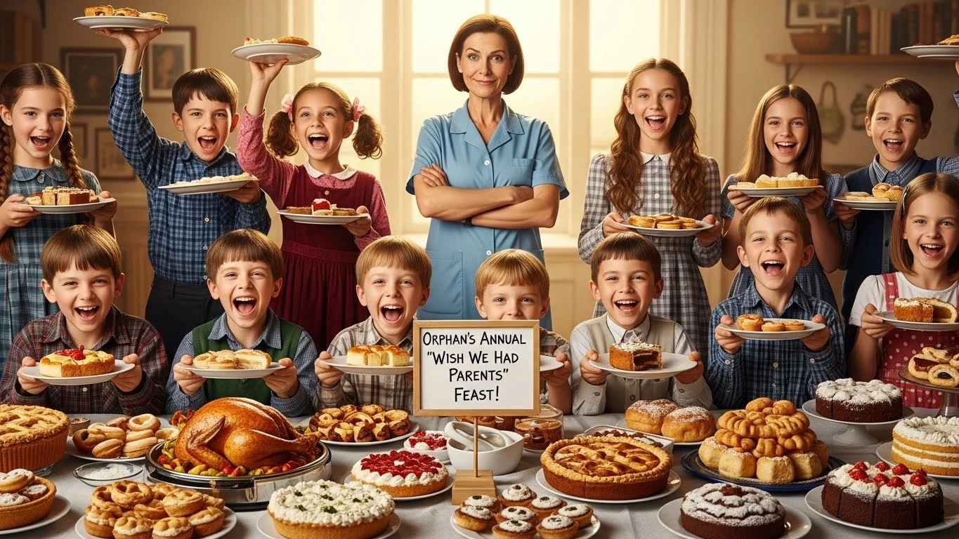 Dark humor jokes orphans about family drama