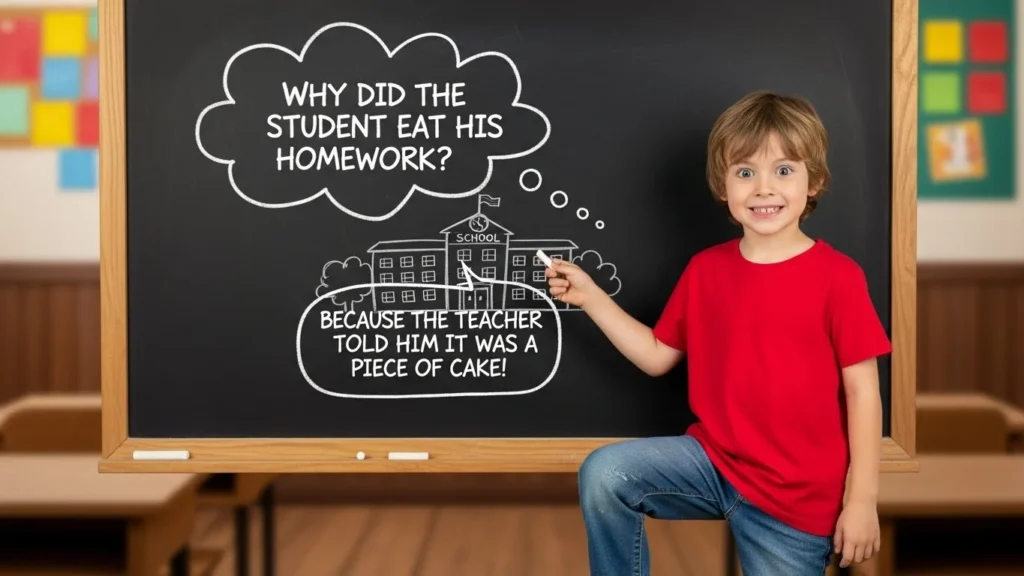 Kid jokes about school
