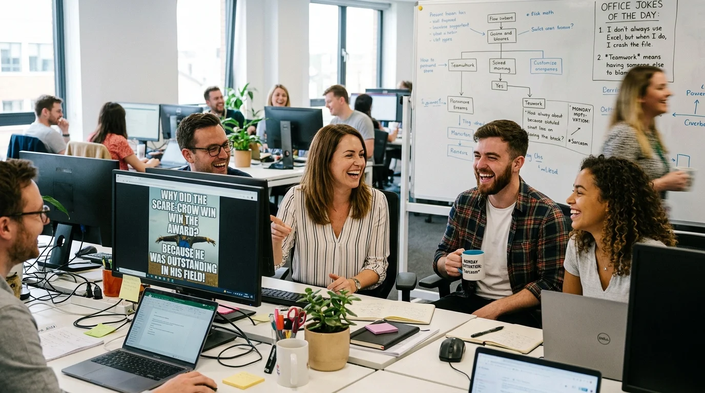 Smart work jokes with clever twists